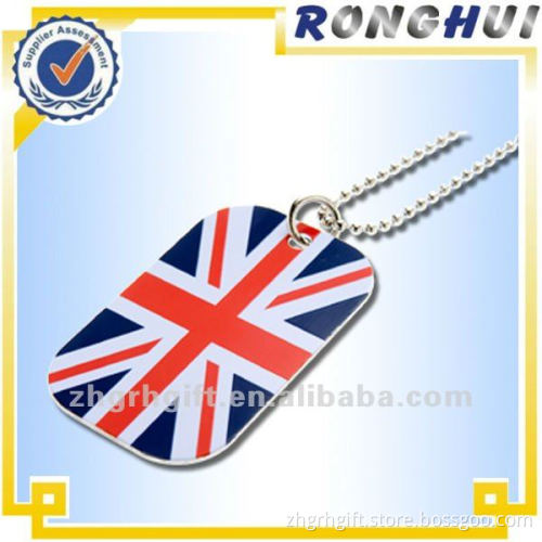 Customized US Flag Metal dog tag with ball chain maker/manufactory